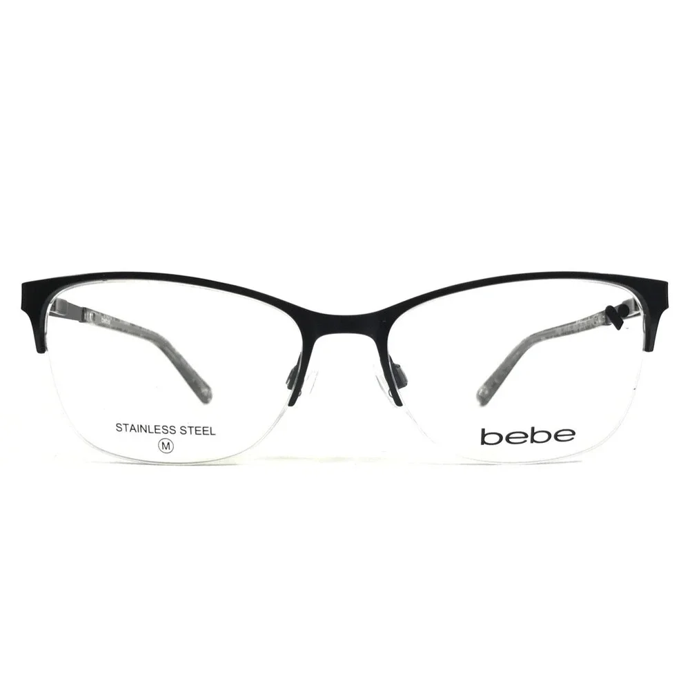 Bebe Eyeglasses Frames BB5236 001 JET Black Cat Eye Half Rim 52-16-140